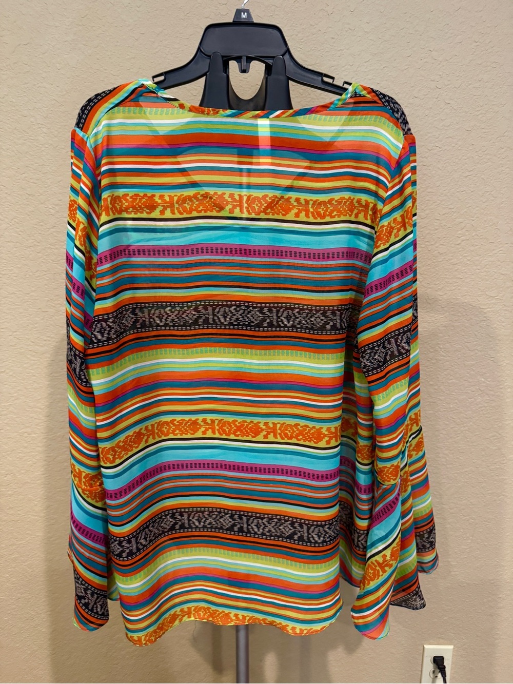 2tee Couture Multicolor Striped V-Neck Long Sleeve Top - Picture 2 of 2